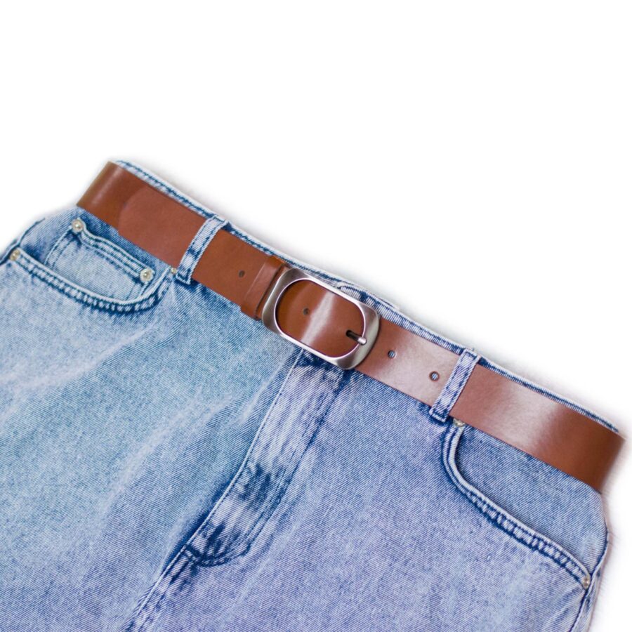 Light Brown Mom Jeans Belt Real Leather 4 0 cm 2