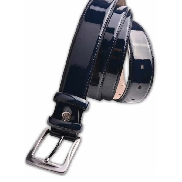 Mens Patent Leather Belt Dark Blue With Stitching 3 5 cm 29 20032024 ATLCA35OLLE