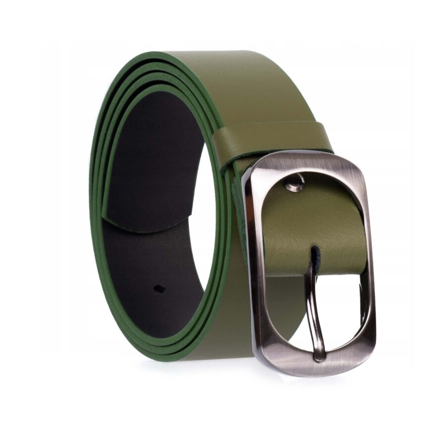 Olive Green Belt For Lady Genuine Leather 4 0 cm 2