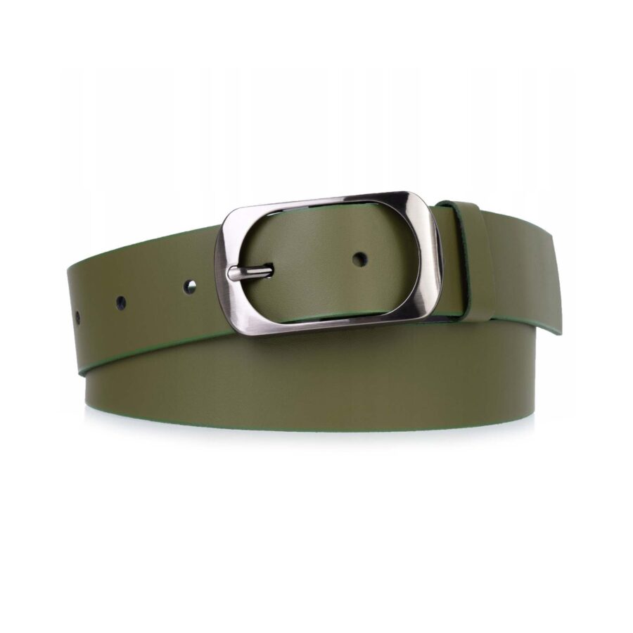 Olive Green Belt For Lady Genuine Leather 4 0 cm 4