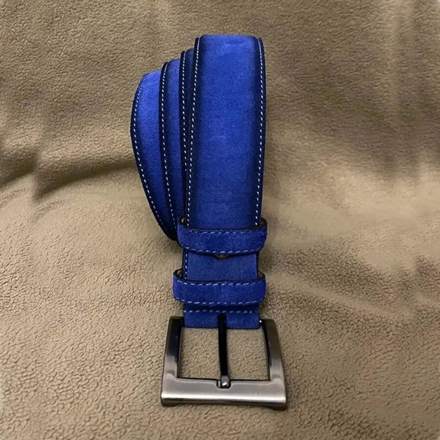 Royal Blue Suede Belt For Men 3 5 cm 34 20032024 ATLCA35OLLE