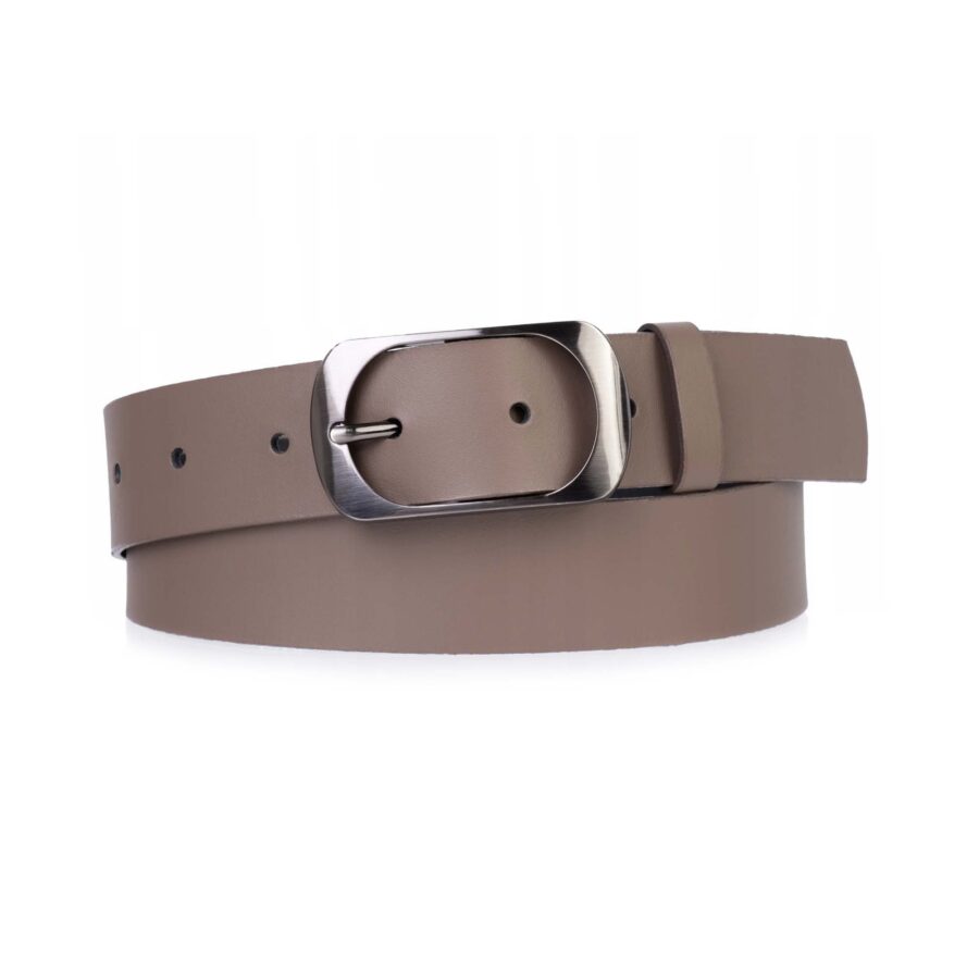 Taupe Womens Leather Belt For Jeans 4 0 cm 2