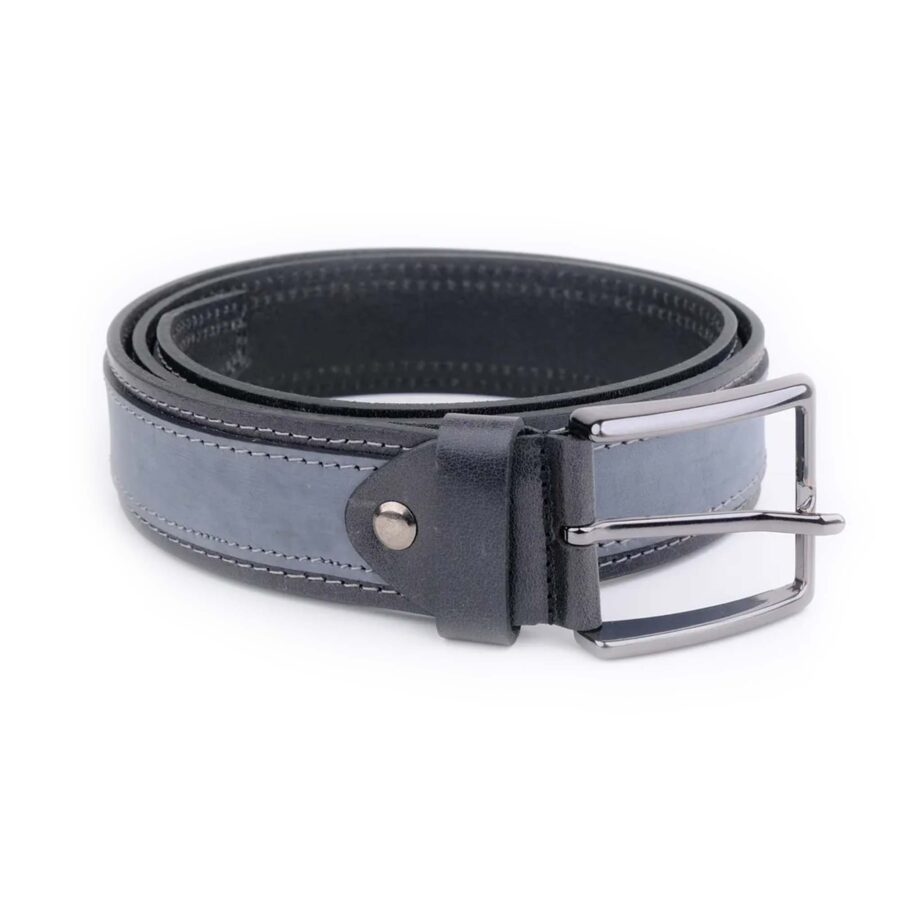 Unique Belt For Guys Jeans Light Gray Anthracite Black Leather 2 1