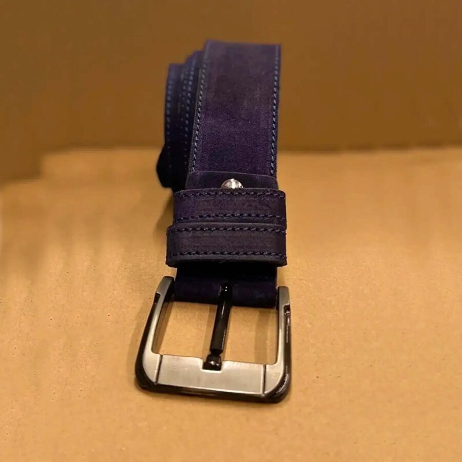 Wide Blue Suede Leather Belt For Jeans 4 0 cm 40 20032024 ATLCA40OLLE