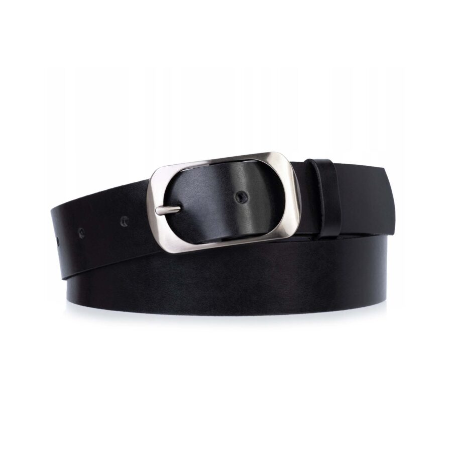 Womens Belt Black Leather For Denim 4 0 cm 4