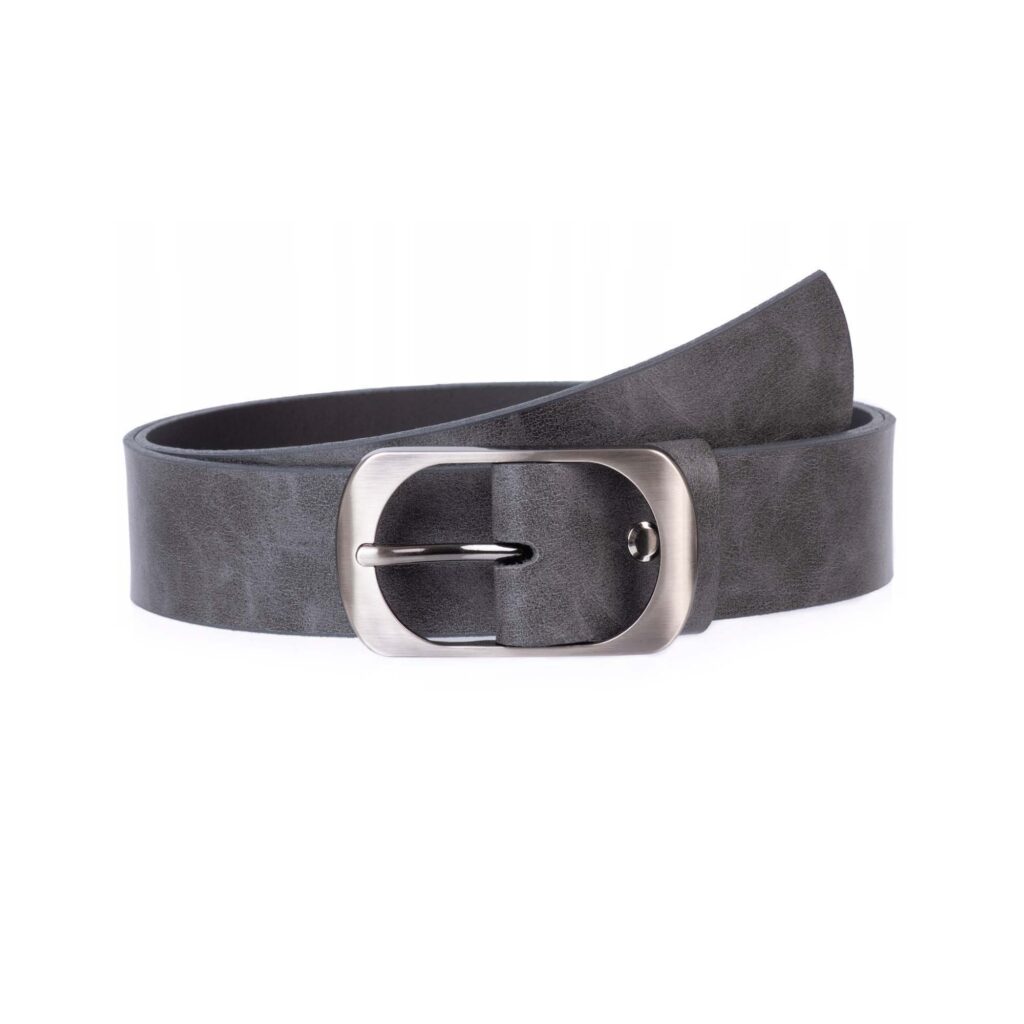 Buy Womens Belt Dark Gray Leather Wide 4.0 Cm  display picture 3
