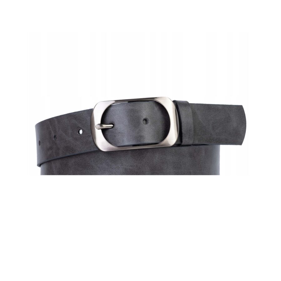 Womens Belt Dark Gray Leather Wide 4 0 cm 3