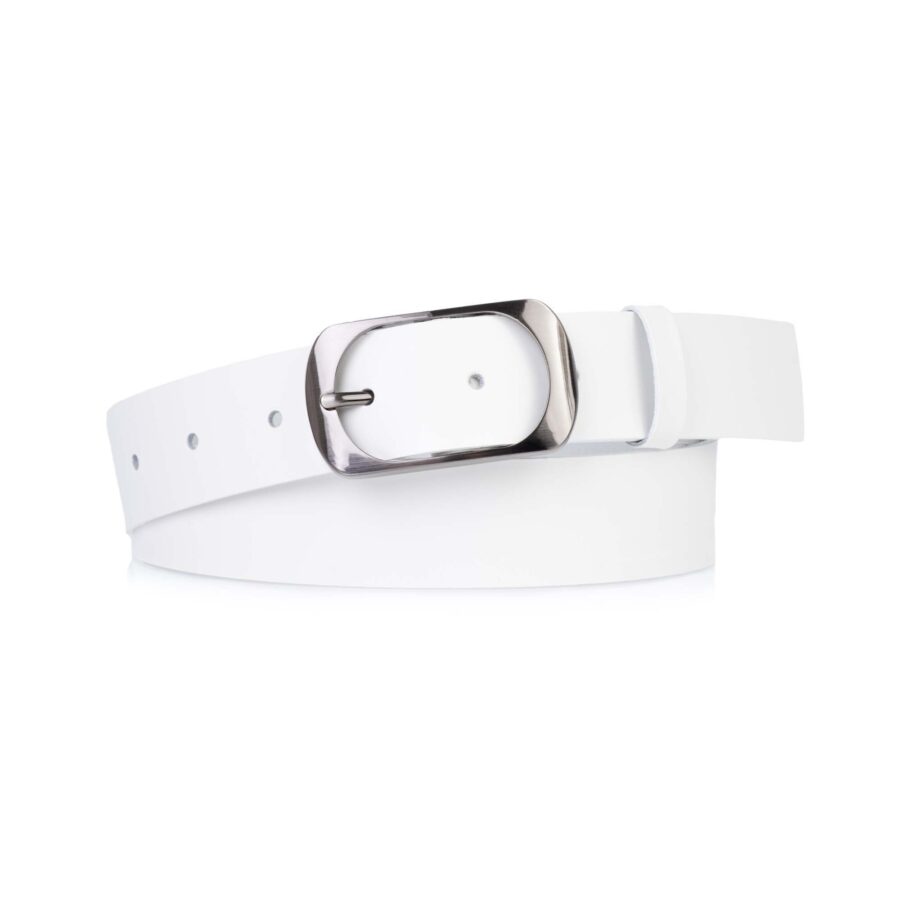 Womens Belt For Jeans White Leather 4 0 cm 2