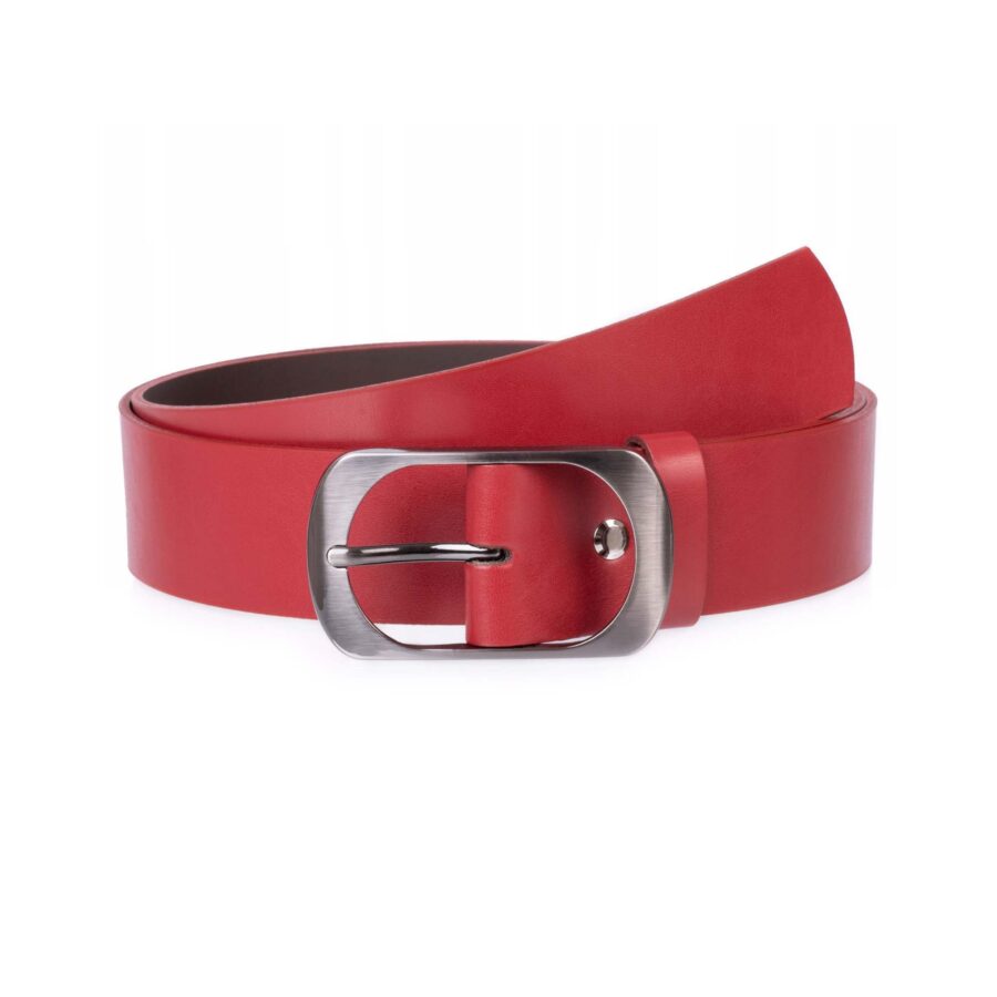 Womens Belt Red Leather Wide 1 1 2 Inch 1 21 28032024SEPH