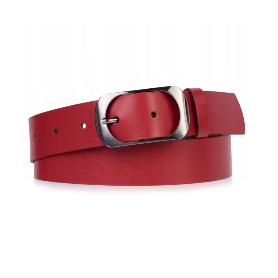 Womens Belt Red Leather Wide 1 1 2 Inch 3