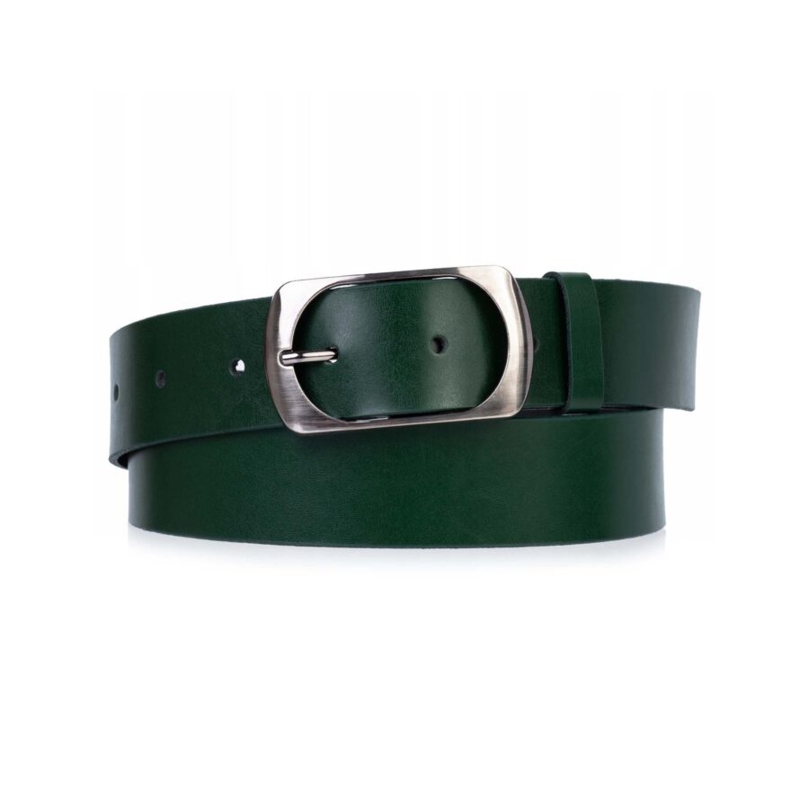 Womens Dark Green Belt For Jeans Real Leather 3