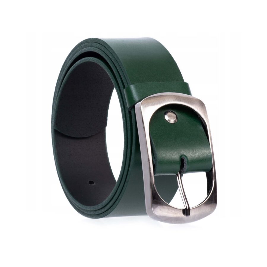 Womens Dark Green Belt For Jeans Real Leather 4