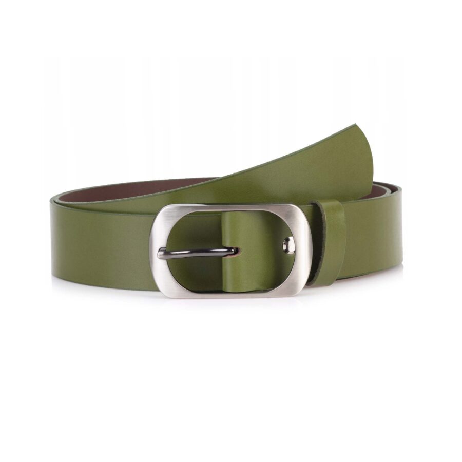 Womens Khaki Green Belt Real Leather 4 0 cm 1 24 28032024SEPH
