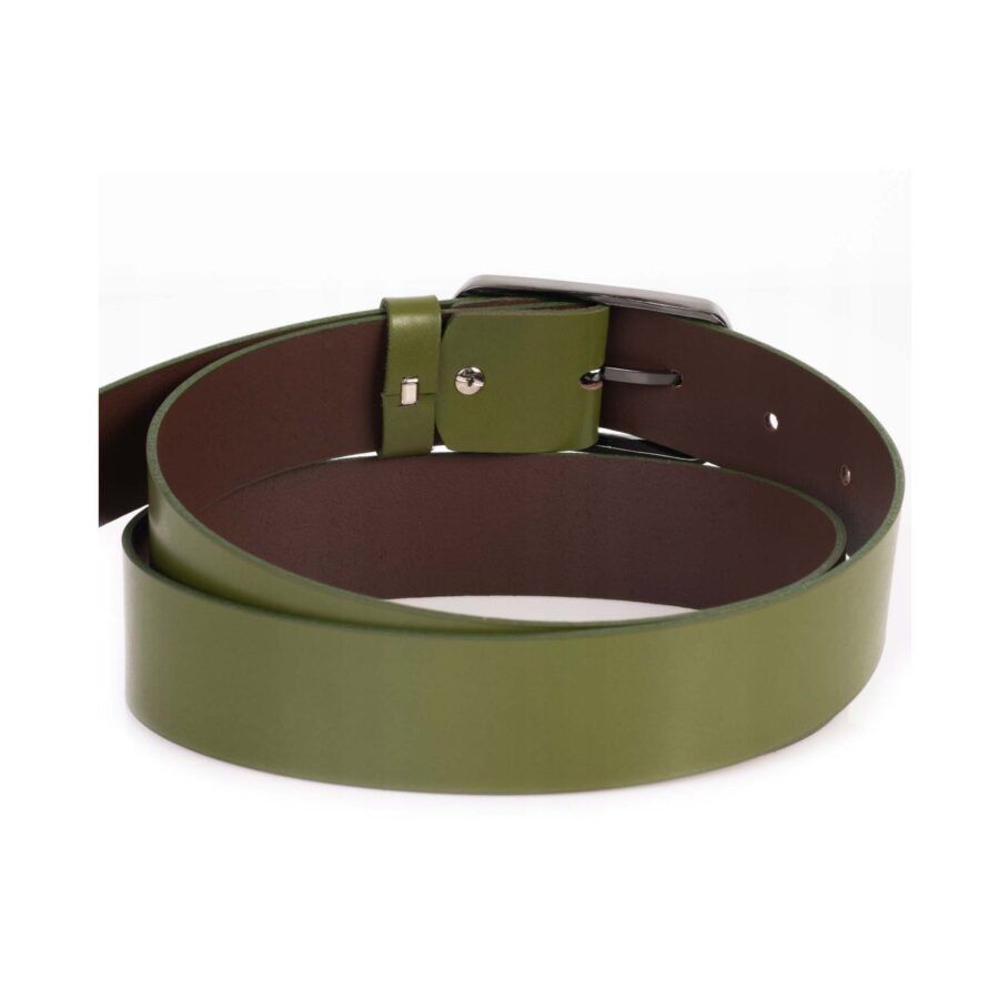 Womens Khaki Green Belt Real Leather 4 0 cm 5