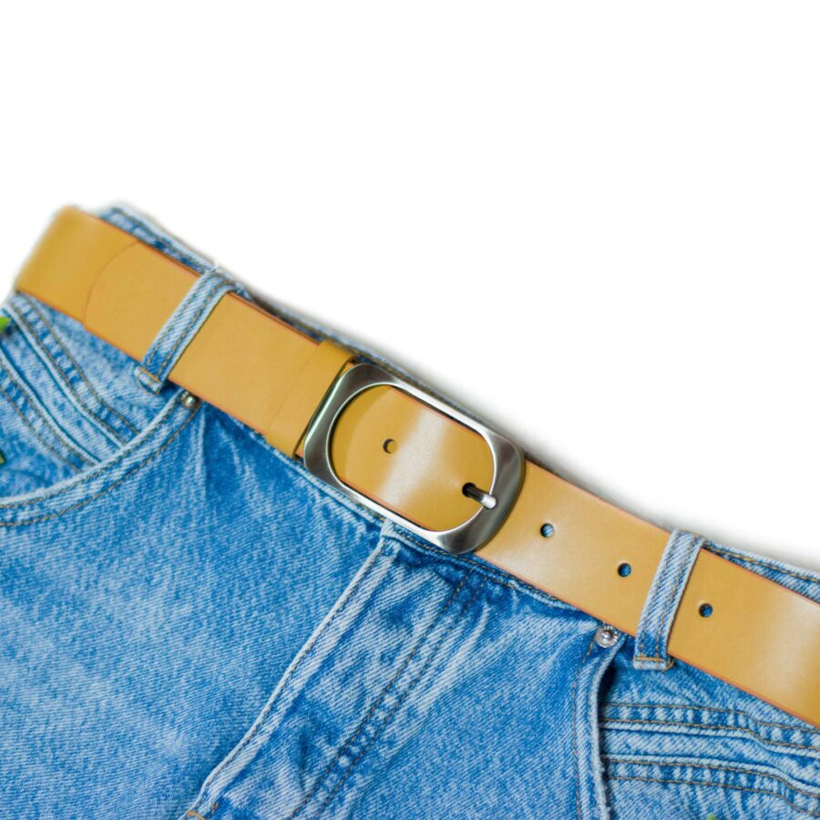 Womens Mustard Belt For Jeans Genuine Leather 4 0 cm 3
