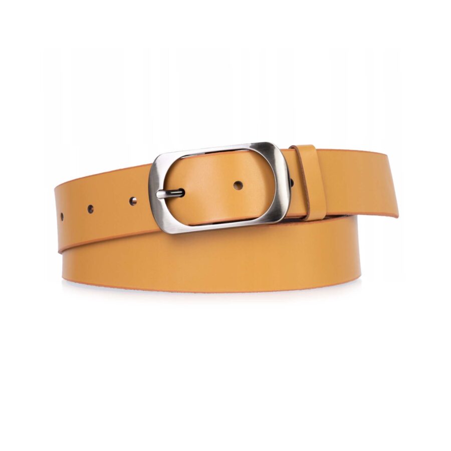Womens Mustard Belt For Jeans Genuine Leather 4 0 cm 4