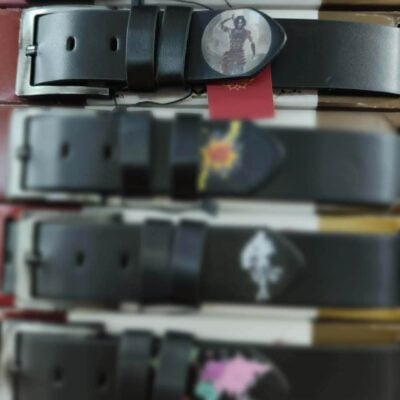 black casual mens belt with print 03 110324JEAN40KASV