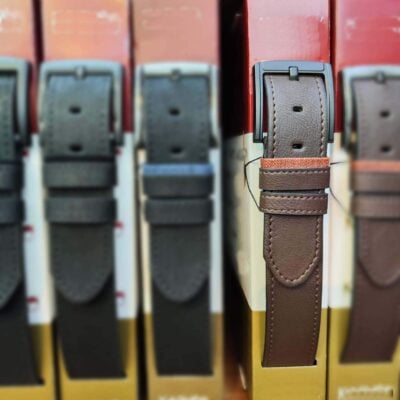 dark brown mens denim belt tan leather loop 23 110324JEAN40KASV