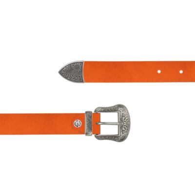 girls western belt orange nubuck leather 1 inch wide KIDSFETT7694ORAN25LDR