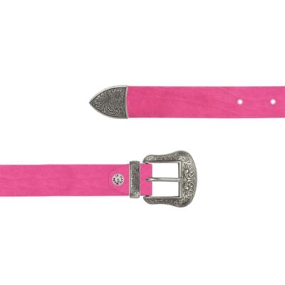girls western belt pink nubuck leather 1 inch wide KIDSFETT7085PINK25LDR