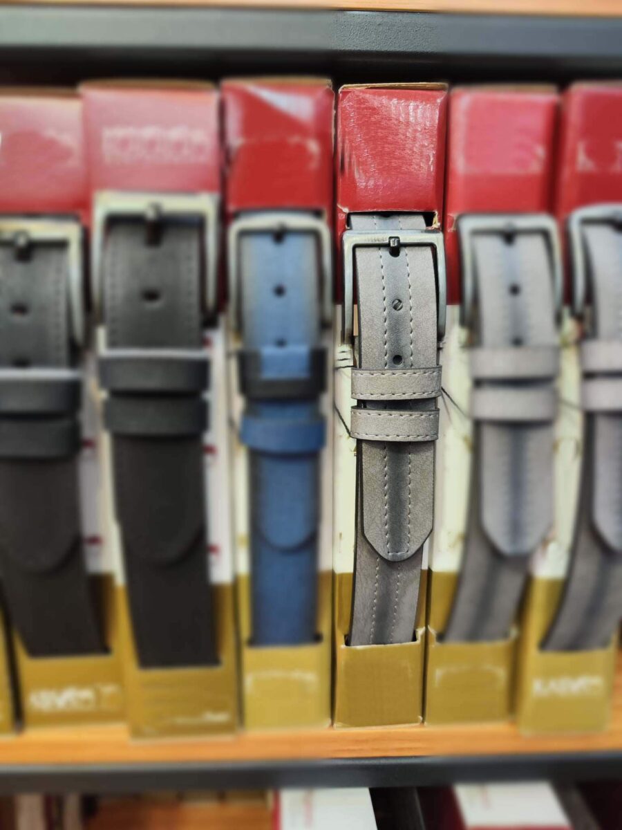 gray mens denim belt genuine leather 29 110324JEAN40KASV