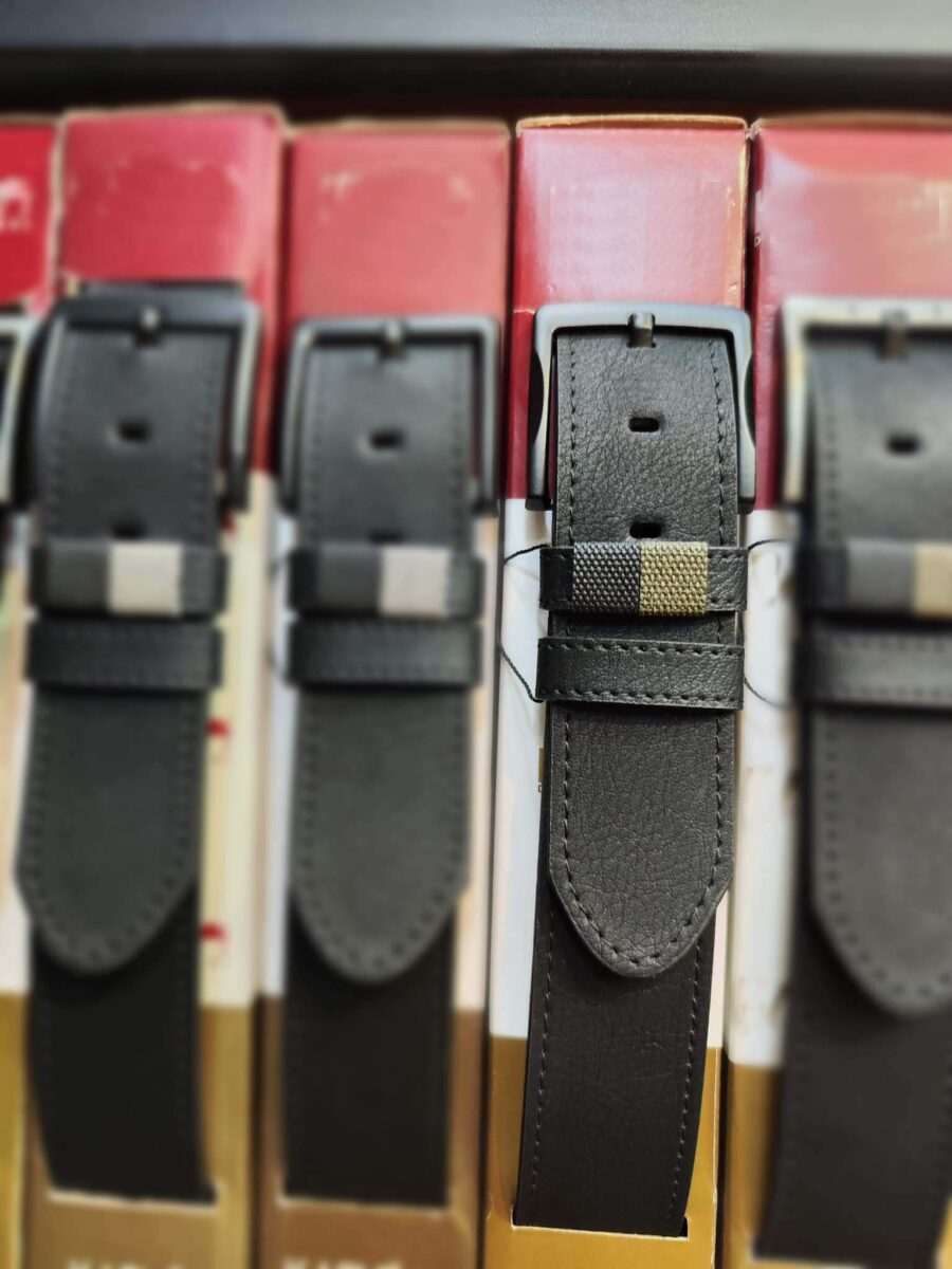 jeans belt for men stylish olive green detail buffalo leather 25 110324BUFF40KASV