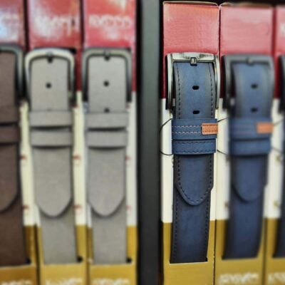 mens blue belt for denim with tan detail 37 110324JEAN40KASV