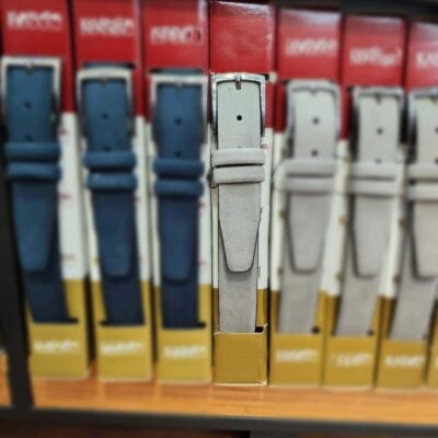 mens gray suede belt without stitch SUEGRA35NOSTKASV