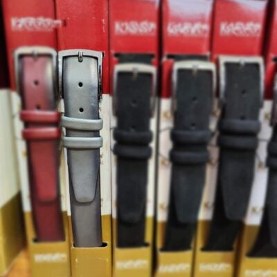 mens grey leather belt with black sides GRAYBLAC35SMOKASV