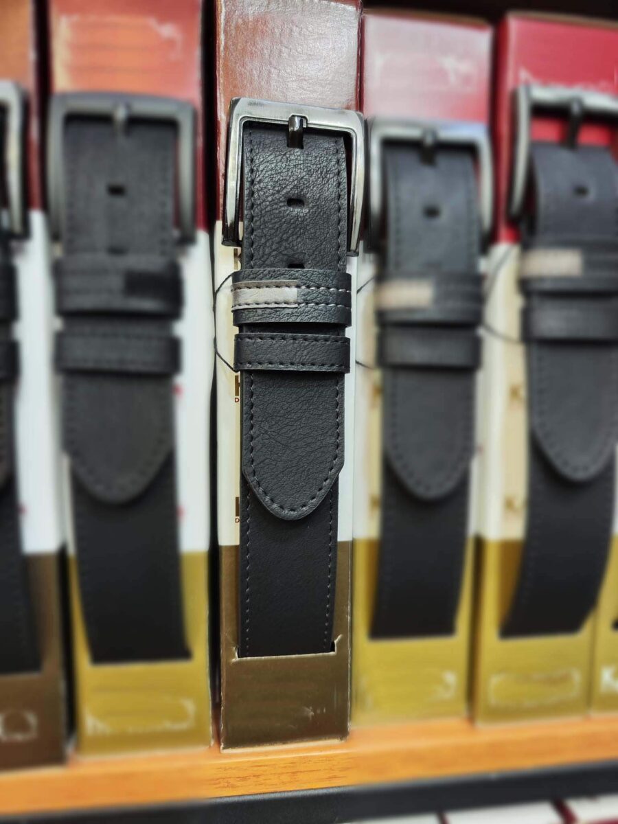 trendy mens belt for denim black leather 58 110324JEAN40KASV