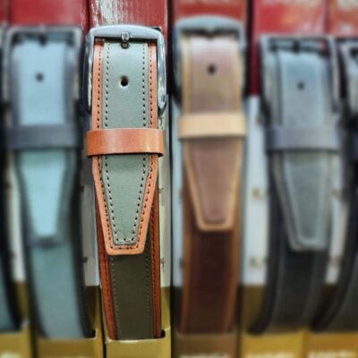 unique belt for denim mens tan green leather 03 140324JEAN40KASV