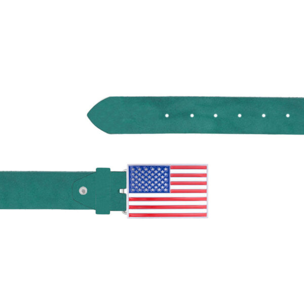 American Flag Belt Dark Turquoise Leather Rectangle Buckle 06 12092024 40 FETTLDR DRTURQUOISE 6