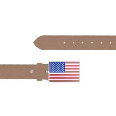American Flag Belt Light Brown Leather Rectangle Buckle 07 12092024 40 FETTLDR LIBROWN 2