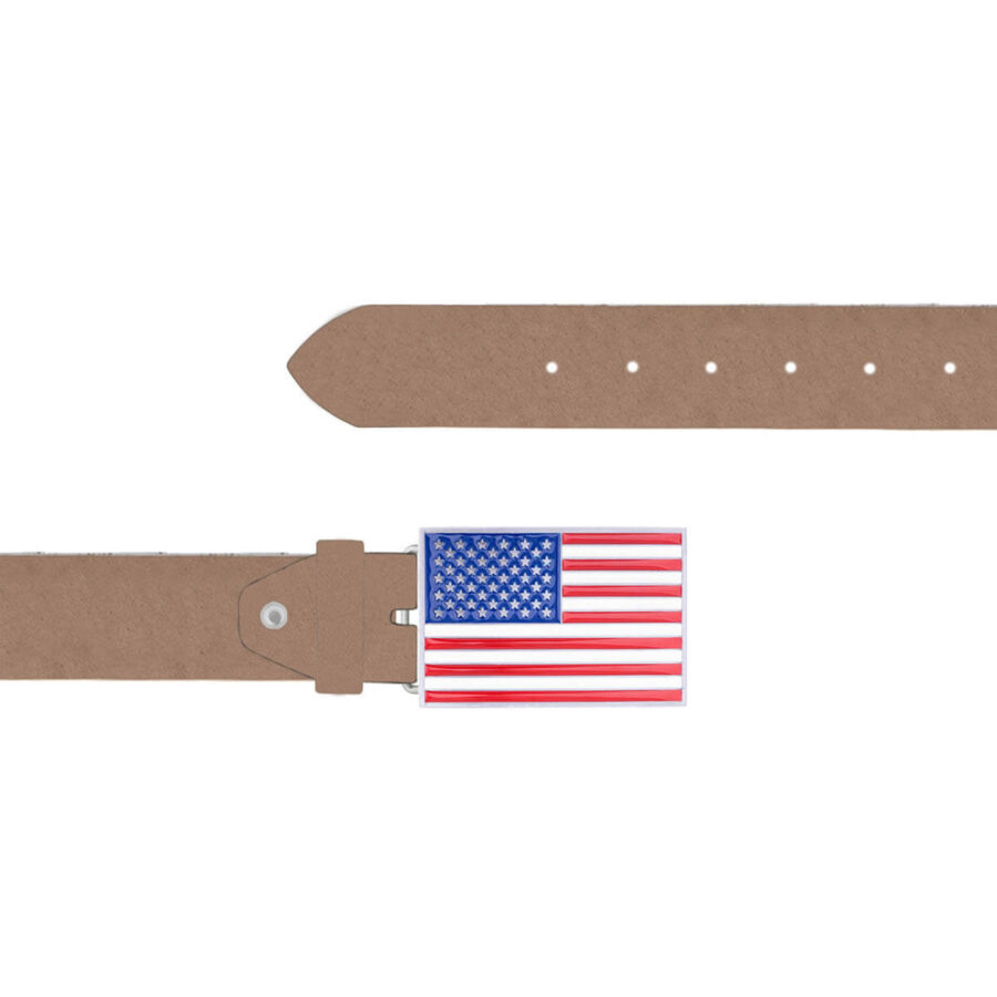 American Flag Belt Light Brown Leather Rectangle Buckle 07 12092024 40 FETTLDR LIBROWN 2