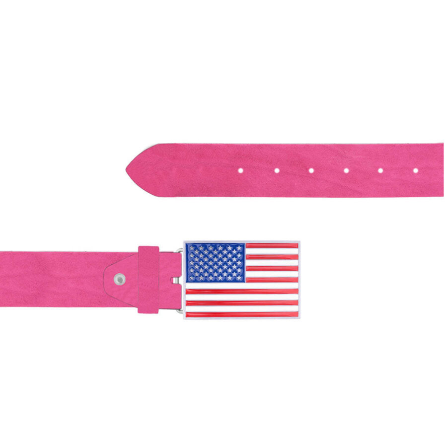 American Flag Belt Pink Leather Rectangle Buckle 08 12092024 40 FETTLDR PINK 5