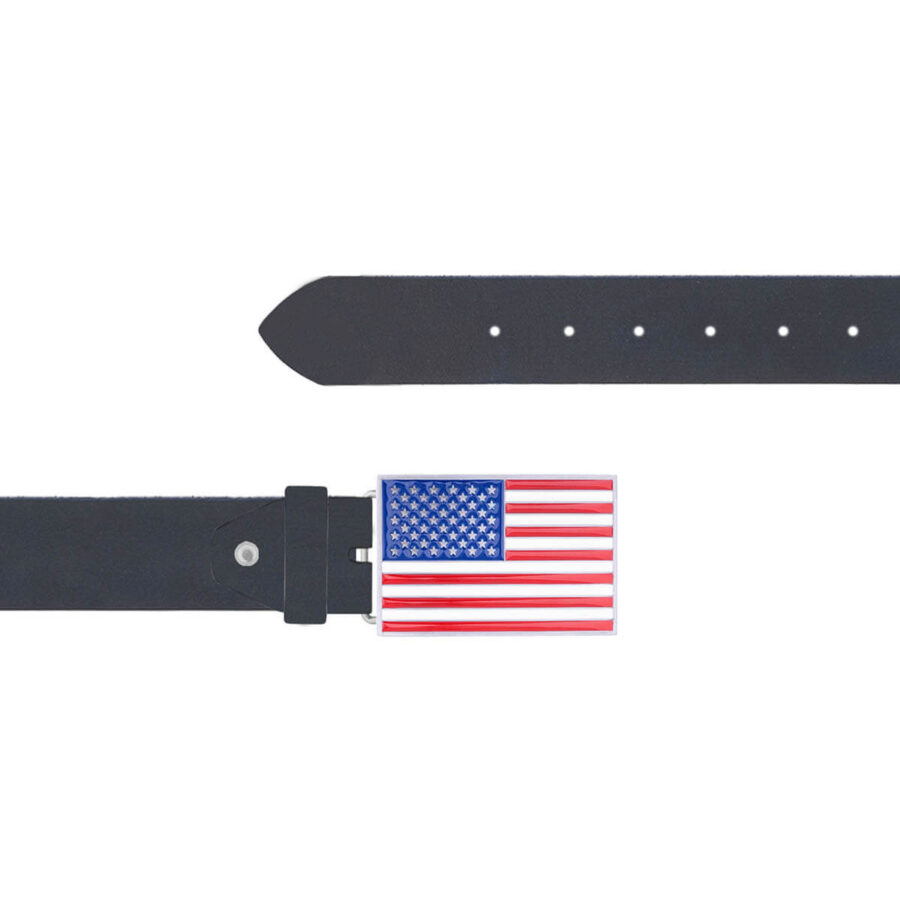 American Flag Leather Belt Dark Blue Leather Rectangle Buckle 12 12092024 40 FETTLDR DRBLUE 3