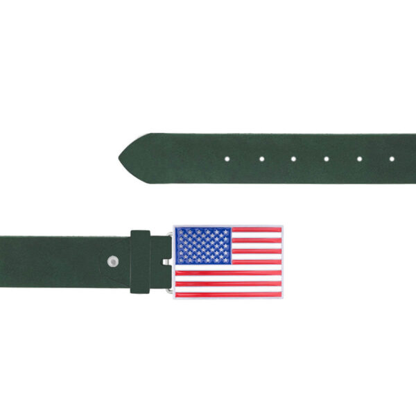 American Flag Leather Belt Dark Green Leather Rectangle Buckle 13 12092024 40 FETTLDR DRGREEN 6