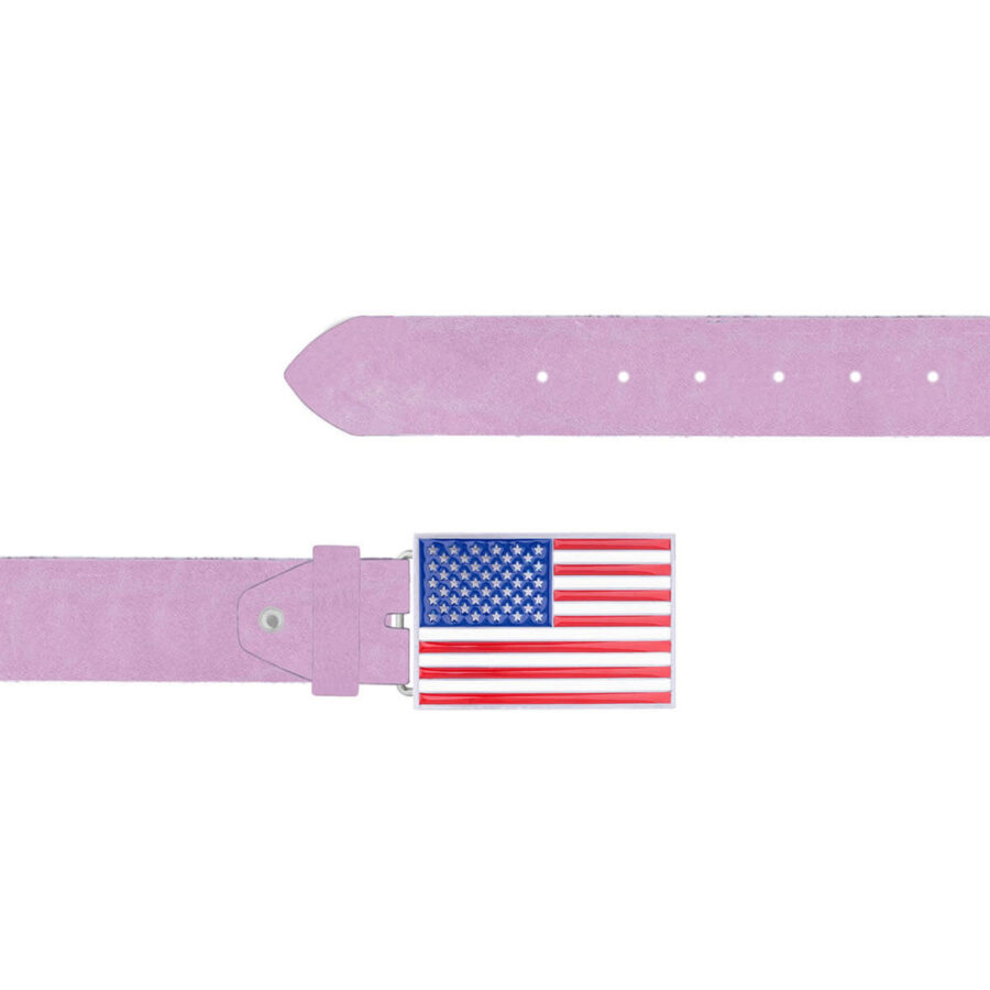 American Flag Leather Belt Lilac Leather Rectangle Buckle 16 12092024 40 FETTLDR LILAC 4