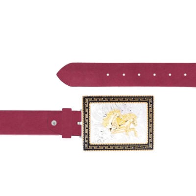 Big Buckle Belt Gold Horses Oiled Leather Burgundy 02 10092024 40 FETTLDR BURGUNDY 6