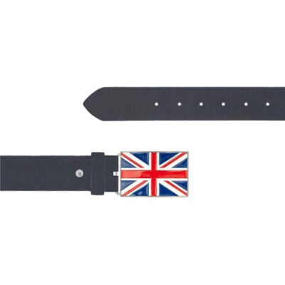 British Flag Belt Black Oiled Leather 01 09092024 BRIFLA 40 FETT BLACK