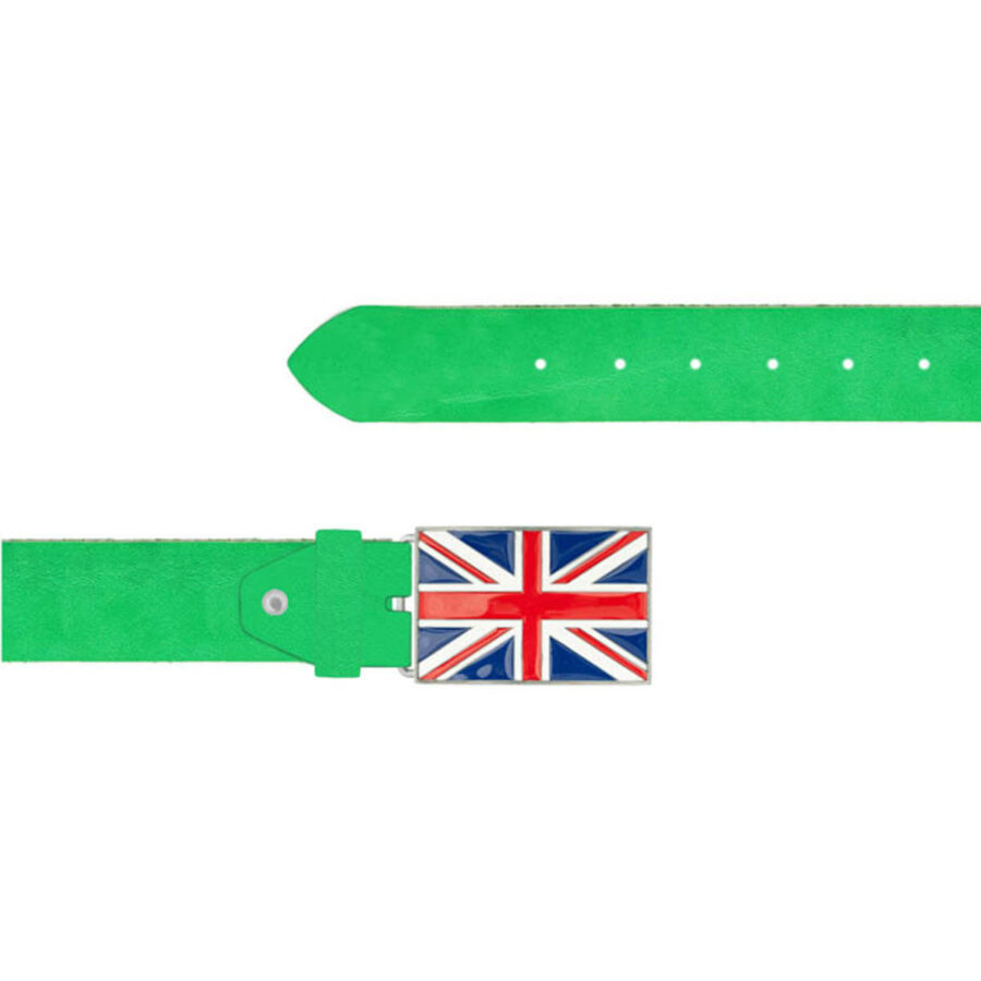 British Flag Belt Bright Green Oiled Leather 02 09092024 BRIFLA 40 FETT BRIGREEN