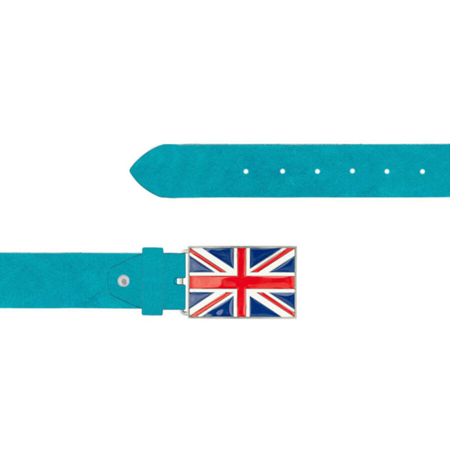 British Flag Belt Turquoise Oiled Leather 14 09092024 BRIFLA 40 FETT TURQUOISE