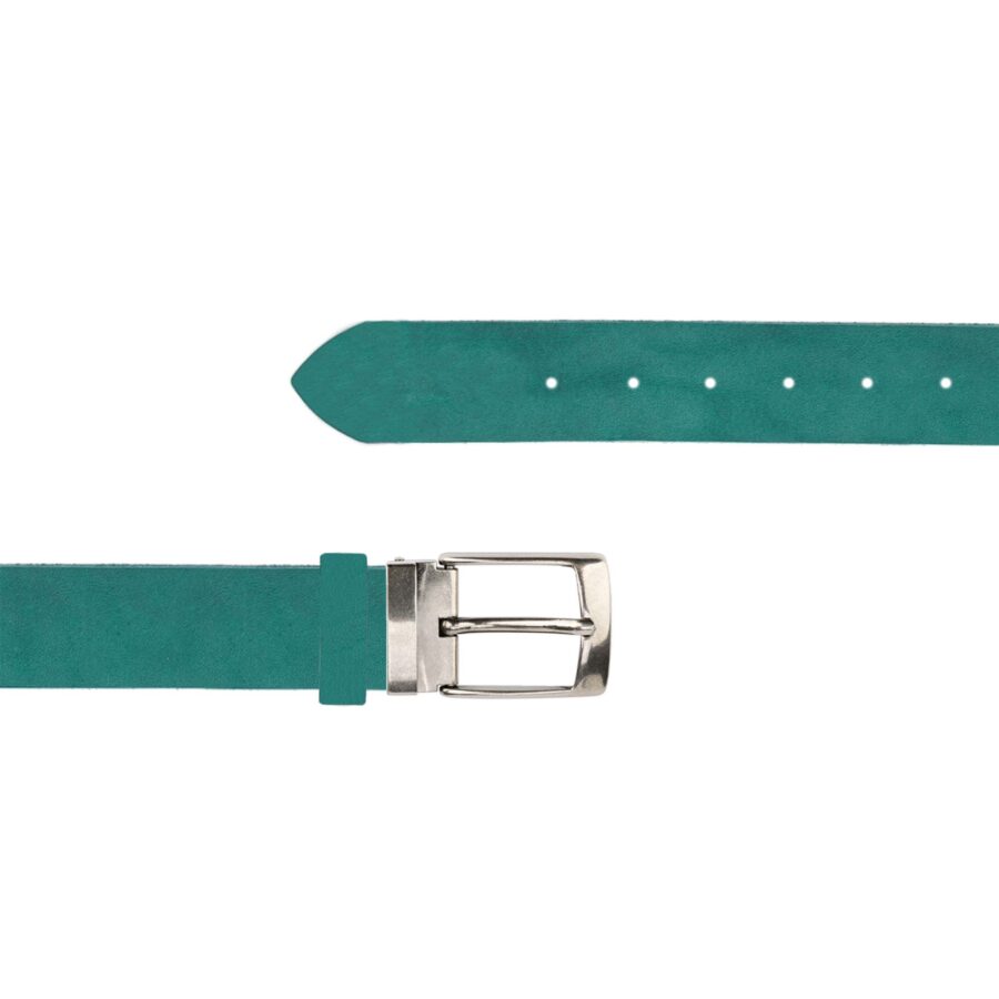 Dark Turquoise Belt For Jeans Oiled Real Leather 4 0 cm PETR FETT7810 SILV40