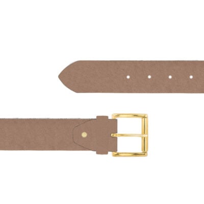 Light Brown Wide Leather Belt Gold Buckle Brass Roller 11 12092024 50 FETTLDR LIBROWN 3