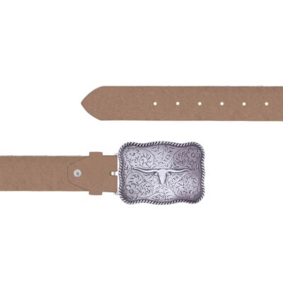 Longhorn Buckle Belt Cafe Au Lait Oiled Genuine Leather 04 11092024 40 FETTLDR CAFEAULAIT 2