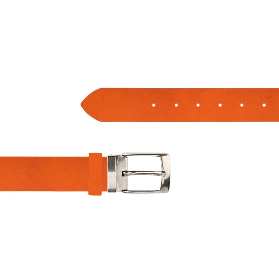 Orange Belt For Jeans Oiled Real Leather 4 0 cm ORAN FETT7697 SILV40