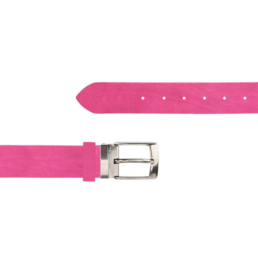 Pink Belt For Jeans Oiled Real Leather 4 0 cm PINK FETT7088 SILV40