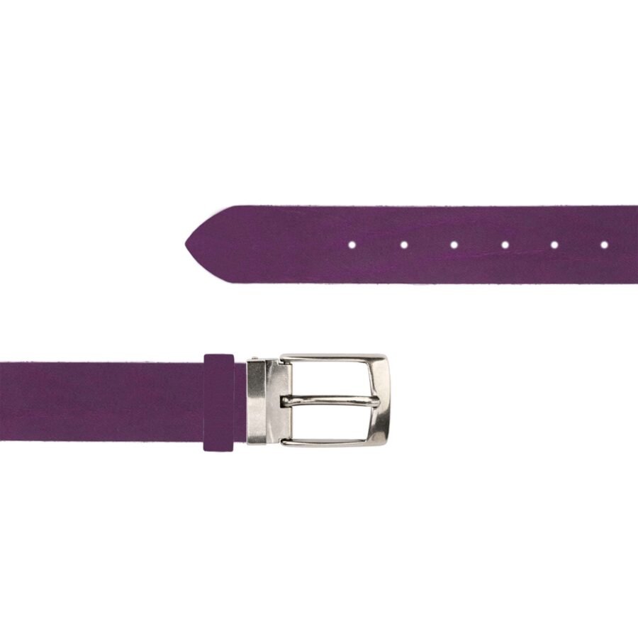 Purple Belt For Jeans Oiled Real Leather 4 0 cm PURP FETT7679 SILV40