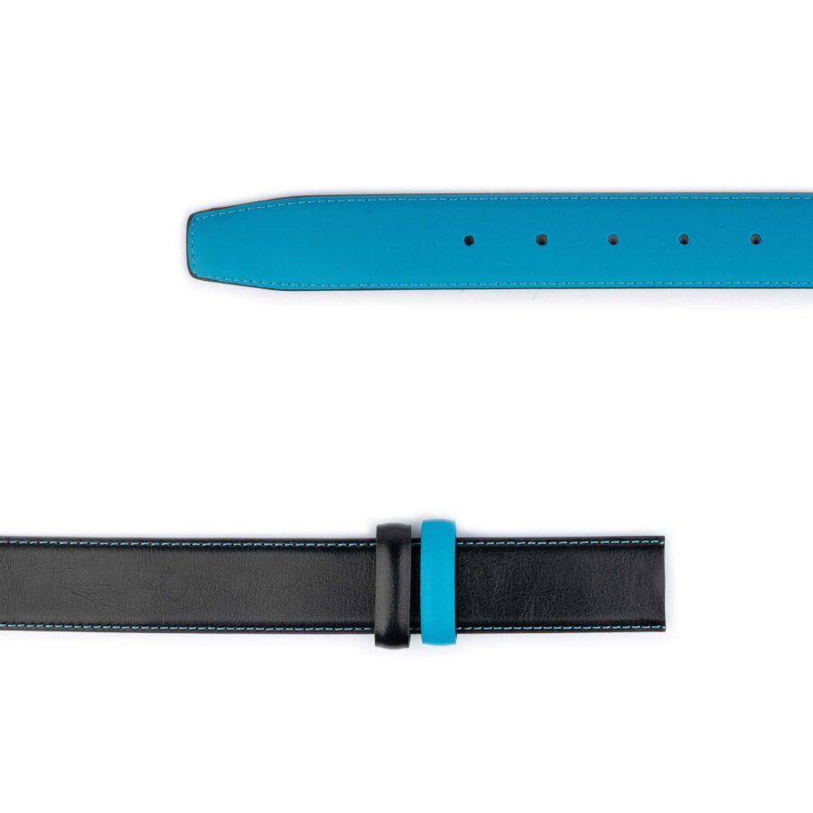 Reversible Belt Strap Black Light Blue Vegan Leather 2