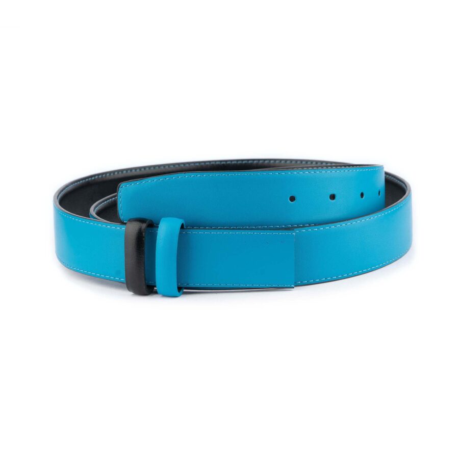 Reversible Belt Strap Black Light Blue Vegan Leather 3